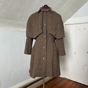 In God We Trust IGWT Size Medium Brown/Black Wool Twill Coat Detachable Cape